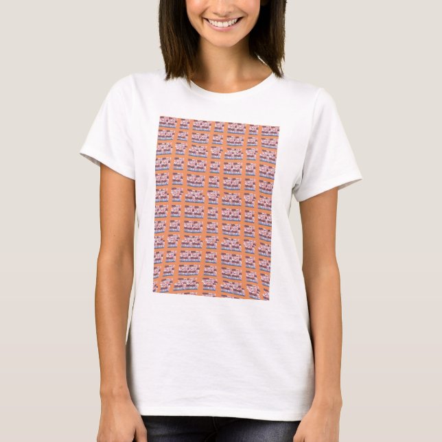 Camiseta Trabalho de arte único e elegante com padrão cardí (Frente)