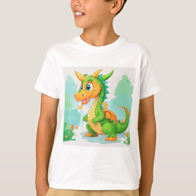 Camiseta Trabalho de arte verde do dragão (Frente)