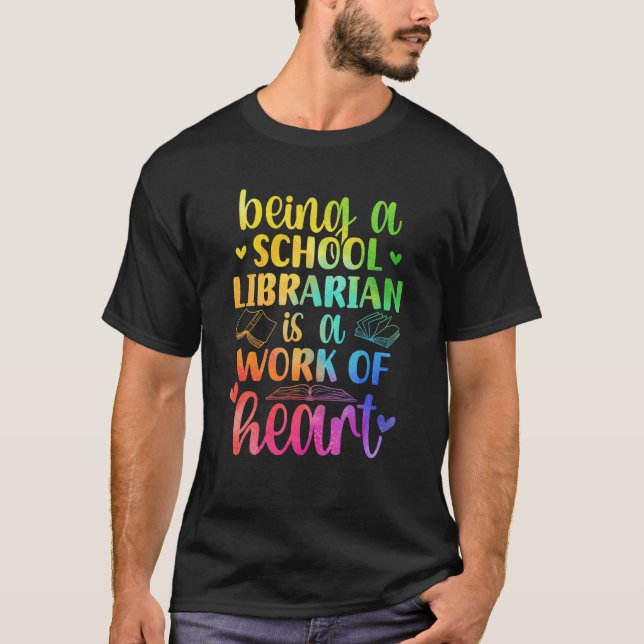 Camiseta Trabalho De Bibliotecas Escolares Do Coração 1 (Frente)
