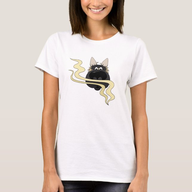 Camiseta Trabalho de Cheiro de german shepherd (Frente)
