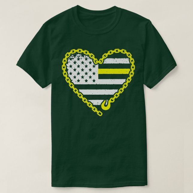 Camiseta Trabalho De Driver De Caminhão De Linha Amarelo Mí (Frente do Design)
