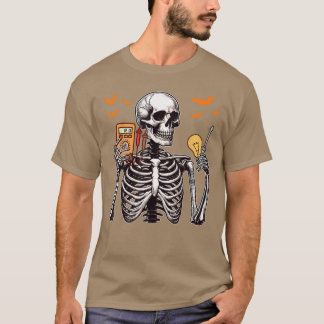 Camiseta Trabalho de Eletricista Horror Esqueleto Fantasia