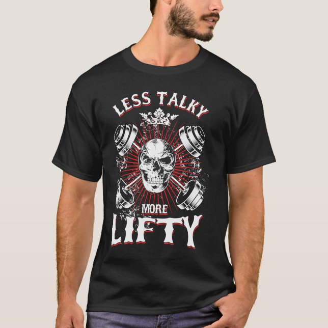 Camiseta Trabalho de levantamento de peso Menos conversa Ma (Frente)