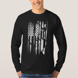 Camiseta Trabalho de madeira de carpinteiro na bandeira ame
