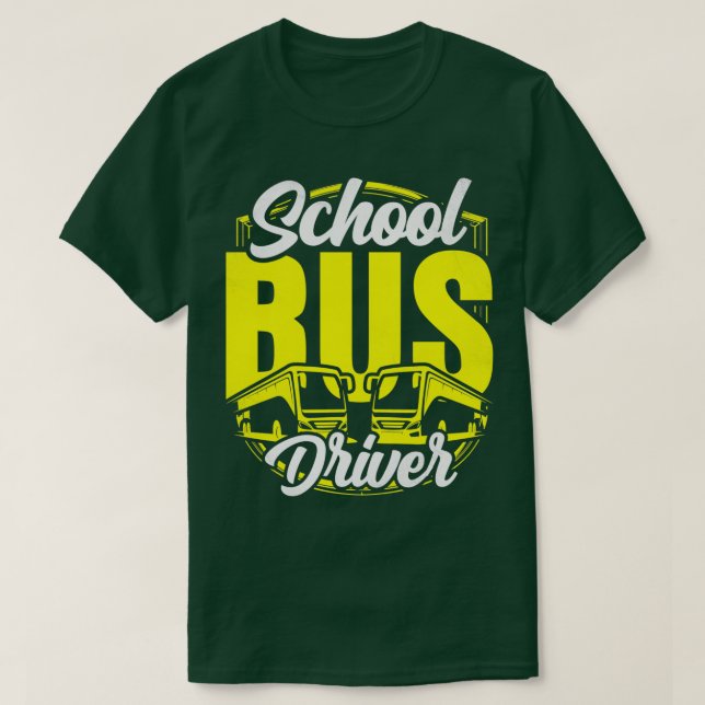 Camiseta Trabalho de Ônibus de motorista de ônibus escolare (Frente do Design)