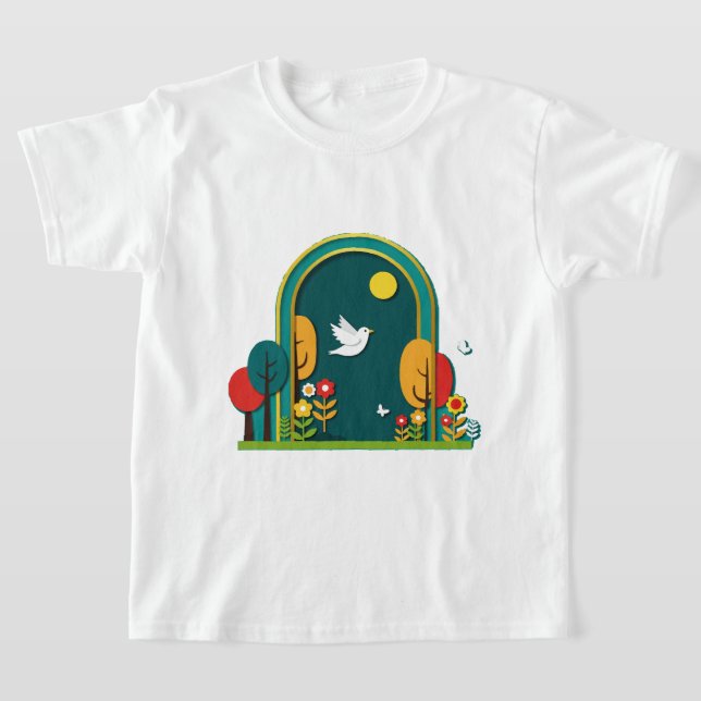 Camiseta Trabalho digital semelhante a decoupage (Postura )