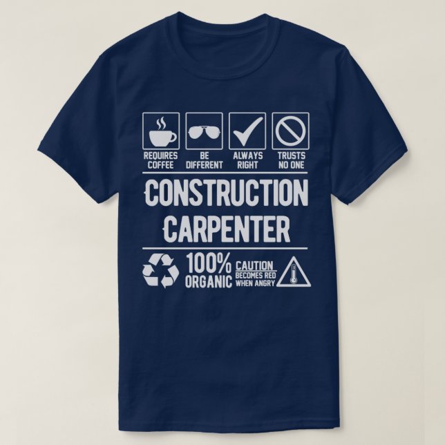 Camiseta Trabalho do Carpenter de Construção (Frente do Design)