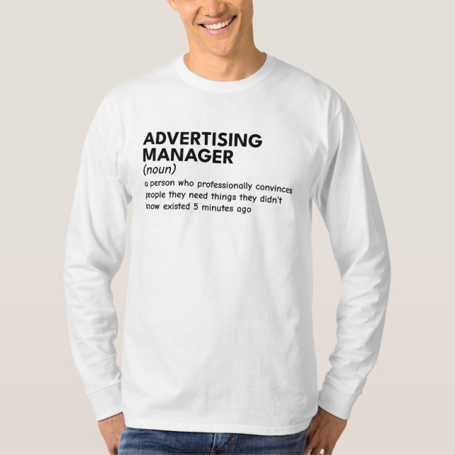 Camiseta Trabalho do gerente de Marketing Hilarious (Frente)