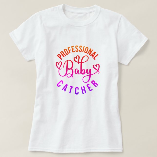 Camiseta Trabalho e Entrega Profissional de Bebês (Frente do Design)