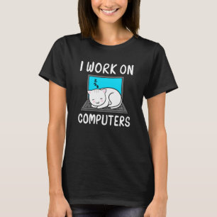 Camiseta Trabalho Em Computadores Cat Accessories Statement