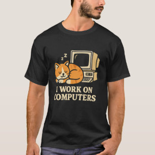 Camiseta Trabalho Em Computadores Engraçado Gato Lover Kitt