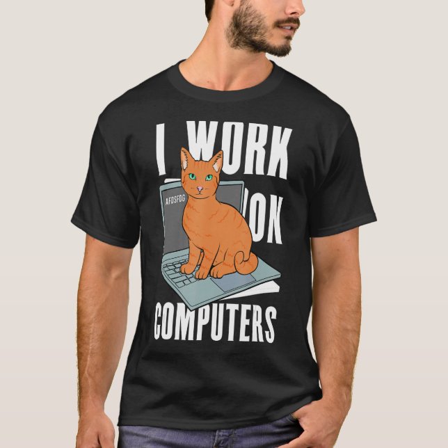 Camiseta Trabalho Em Computadores Proprietário 3 (Frente)
