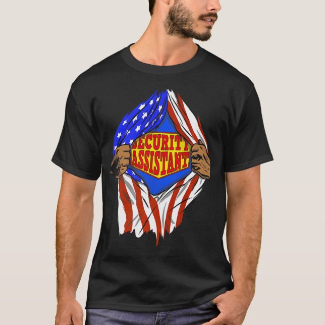 Camiseta Trabalho Herói do Assistente de Super Segurança (Frente)