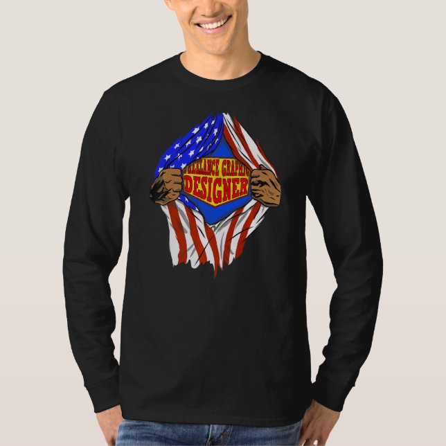 Camiseta Trabalho Herói do Designer Gráfico Super Freelance (Frente)