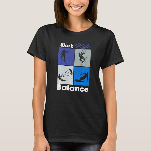 Camiseta Trabalho Kite Equilíbrio Vida Estilo de Vida Vinta (Frente)