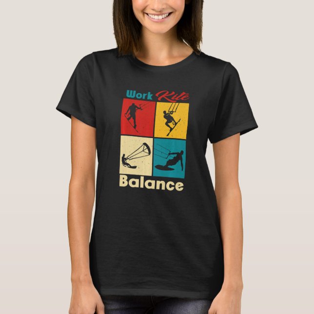 Camiseta Trabalho Kite Equilíbrio Vida Estilo de Vida Vinta (Frente)