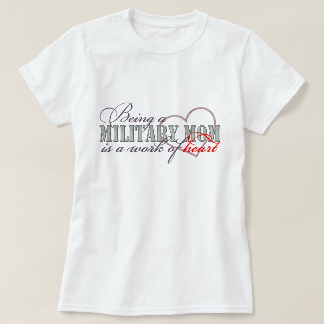 Camiseta Trabalho militar da mamã do coração (Frente do Design)