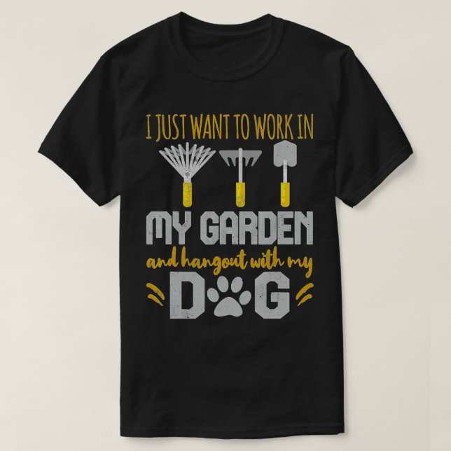 Camiseta Trabalho No Meu Jardim, Prende Meu Cachorro, Cacho (Frente do Design)