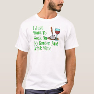 Camiseta Trabalho no vinho do jardim e da bebida