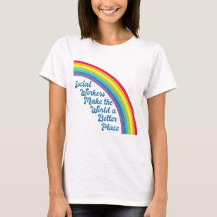Camiseta Trabalho Social Inspirador Citação Arco-Íris