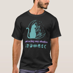 Camiseta Trabalho Sombra Novo Gato de Idade e Fase da Lua T