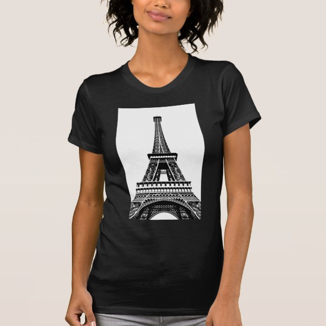 Camiseta Trabalhos de arte brancos pretos da arte de Paris (Frente)