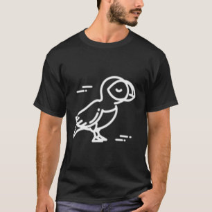 Camiseta Traçado da Linha de Patch do Crachá de Aves Puffin
