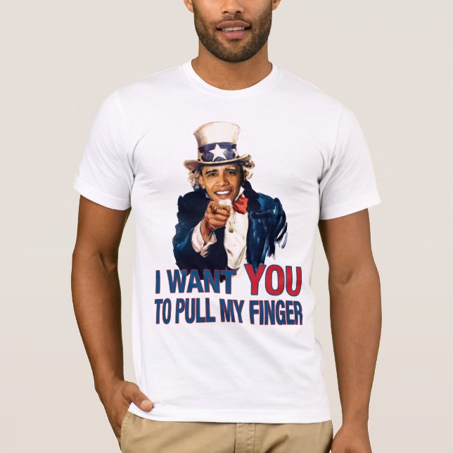 Camiseta Tração de Barack Obama do tio Sam meu dedo (Frente)