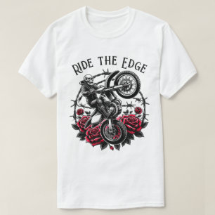 Camiseta Traçar A Borda" Motocross Skull & Rosa Graphic