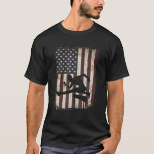 Camiseta Track and Field Player American Flag Vintage Hurdl