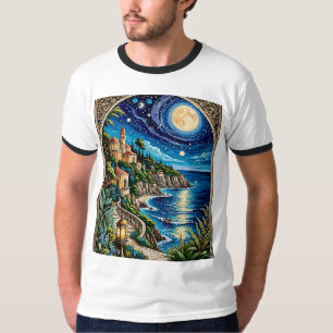 Camiseta Traço costeiro iluminado T Shirt Art