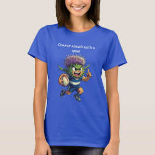 Camiseta Traço de Cardo Motivo de Rugby Escocês