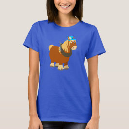 Camiseta Traço de Cartoon Bonito Mulheres de Cavalo Breton 