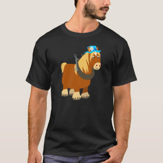 Camiseta Traço de Cartoon Bonito T-Shirt Bretão Horse
