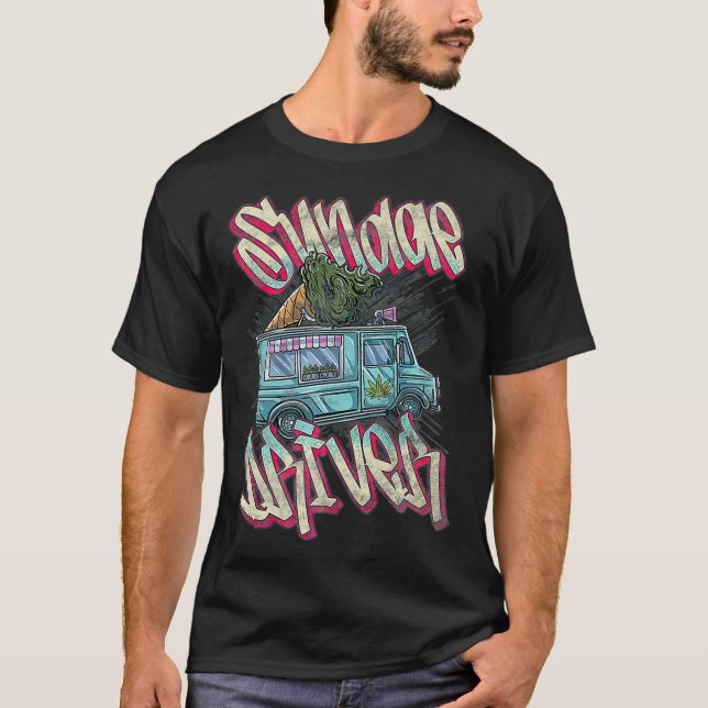Camiseta Traço De Condutor Sundae, Caminhão De Sorvete Com  (Frente)