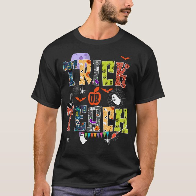 Camiseta Traço De Retrô Ou Ensino Em Época Spooky Professor (Frente)