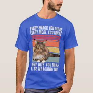 Camiseta Traço Retro Distinto Fita De Maine Moon Gato Engra