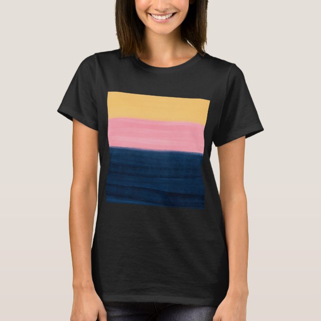 Camiseta Traços Amarelos Cor-de-rosa-azul-verão Tintas em T (Frente)