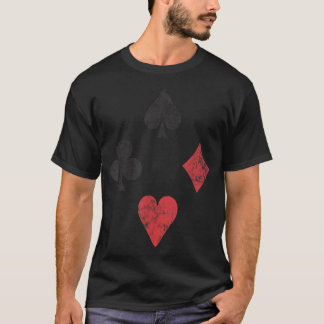 Camiseta Traços De Cartões Vintage, Espadas, Corações, Diam