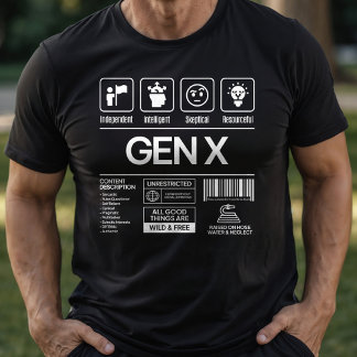Camiseta Traços Descritivos de Geração X Engraçada