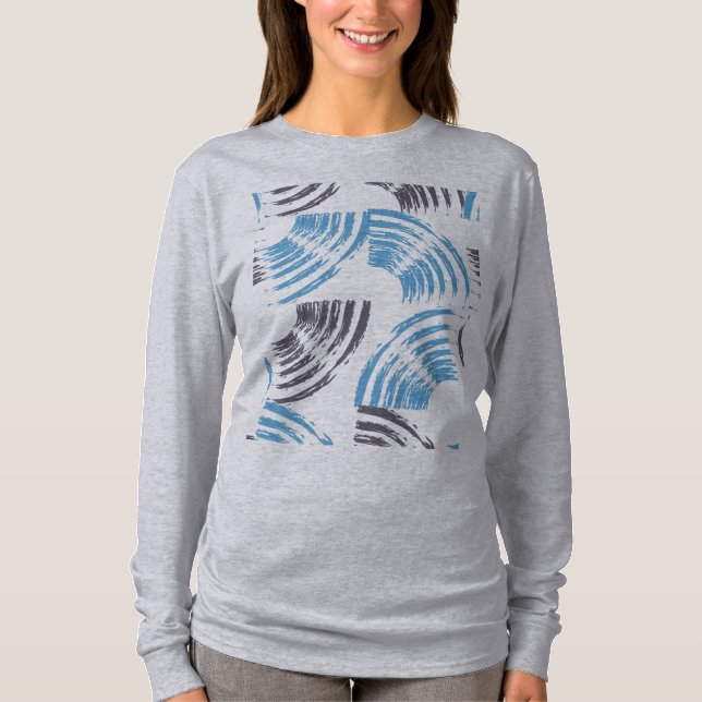 Camiseta Traços modernos, legal, de abstrato azul moderno (Frente)