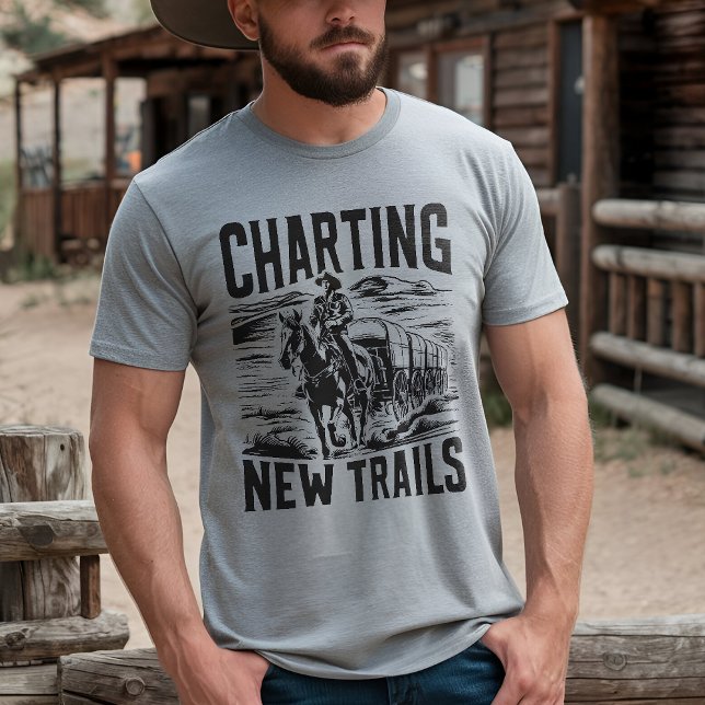 Camiseta Traços Novos: Comboio De Vagão De Cowboy (Criador carregado)