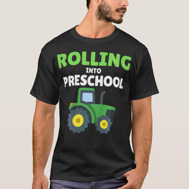 Camiseta Tractor de Construção de Volta à Escola Primeiro D (Frente)
