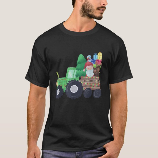 Camiseta Tractors Costume Santa Christmas Funny Reindeer Li (Frente)