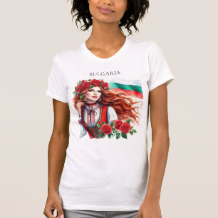 Camiseta Tradição de Sinalizador búlgaro Rosas vermelhas de