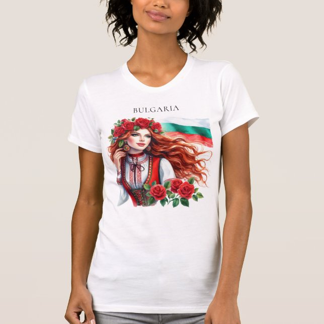 Camiseta Tradição de Sinalizador búlgaro Rosas vermelhas de (Frente)