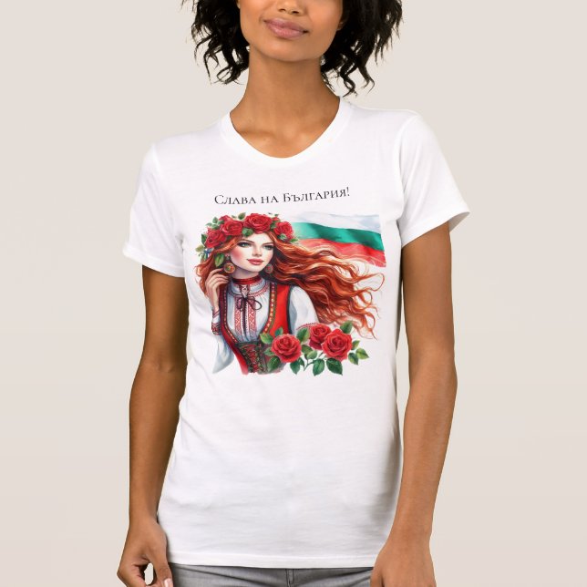 Camiseta Tradição de Sinalizador búlgaro Rosas vermelhas de (Frente)