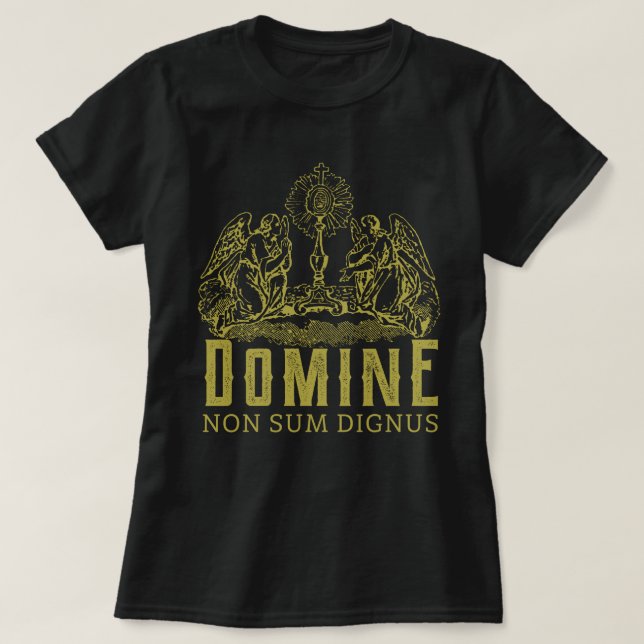 Camiseta Tradicional Católica Domina Não Soma Dignus (Frente do Design)