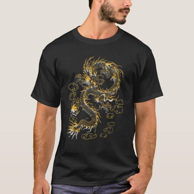 Camiseta Tradicional Chinês Dragão - Símbolo de Potência e  (Frente)