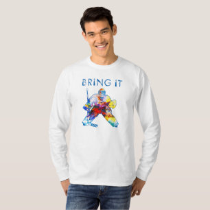 Camiseta Traga-lhe a aguarela do Goalie do hóquei